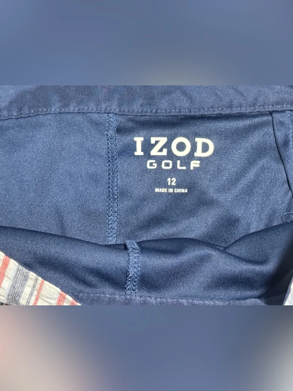 IZOD Golf Performance Seersucker Red White & Blue Striped Skort Size 12